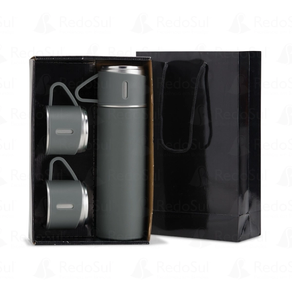 Kit de garrafa térmica personalizado 450 ml com duas tampas extras Kit de garrafa térmica personalizado 450 ml com duas tampas extras